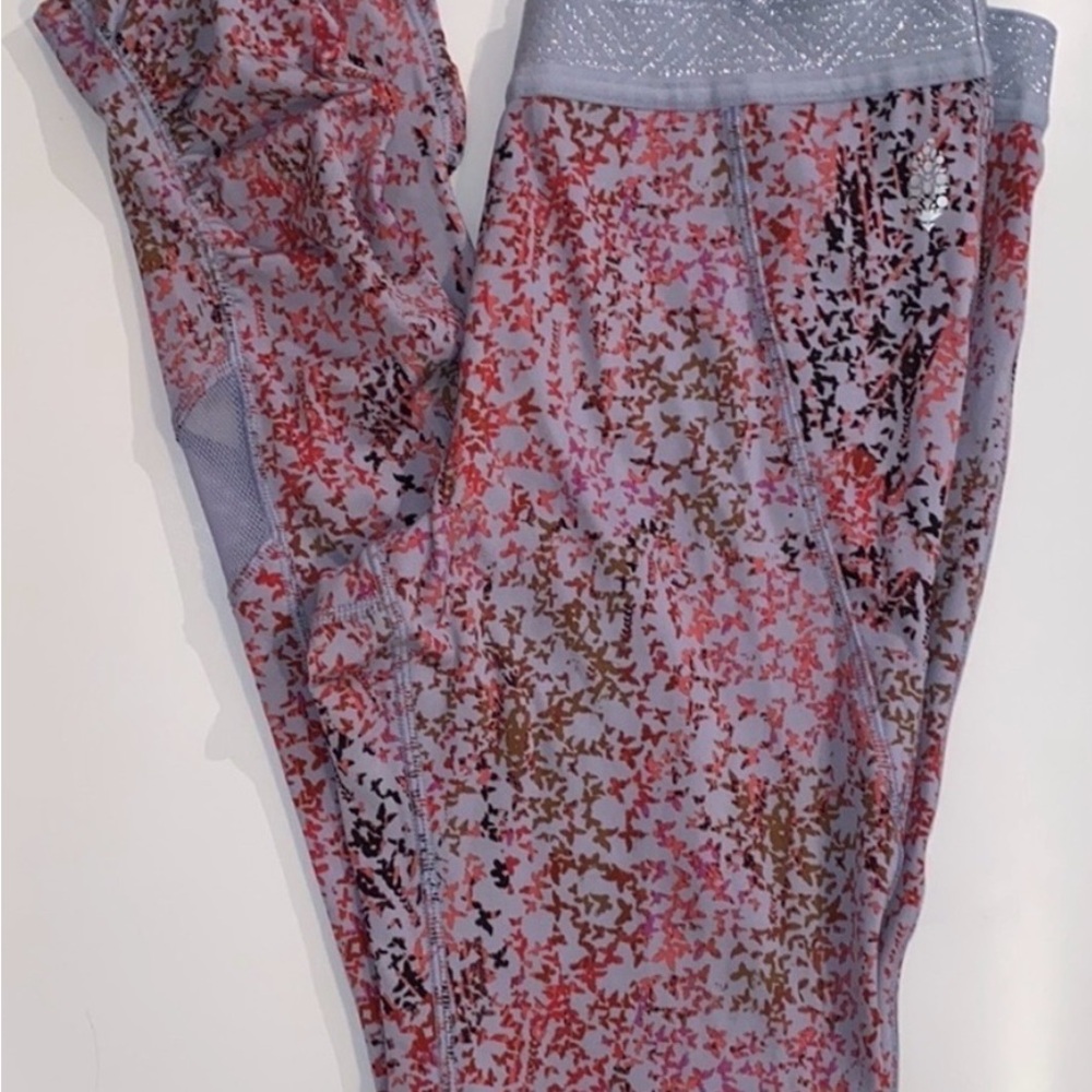 Free People Movement Leggings Butterfly Print and Mesh Details, Size Small